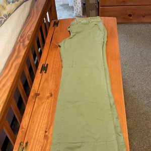 Wide leg light green khaki pants
